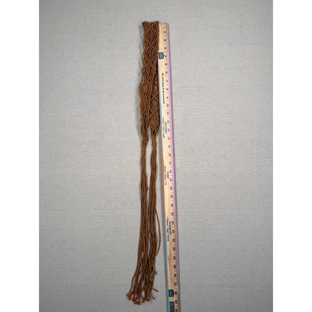 Vintage Boho Macrame Woven Fringe Tie Belt Cognac Brown One Size